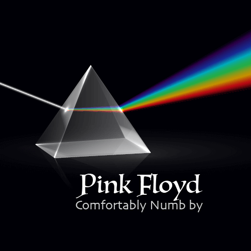 there is a prism sharing white color to rainbow colors with Pink Floyd sign