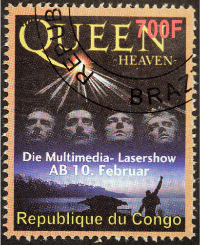 its a stamp of QUEEN HEAVEN with 4 faces on it for republic of Congo